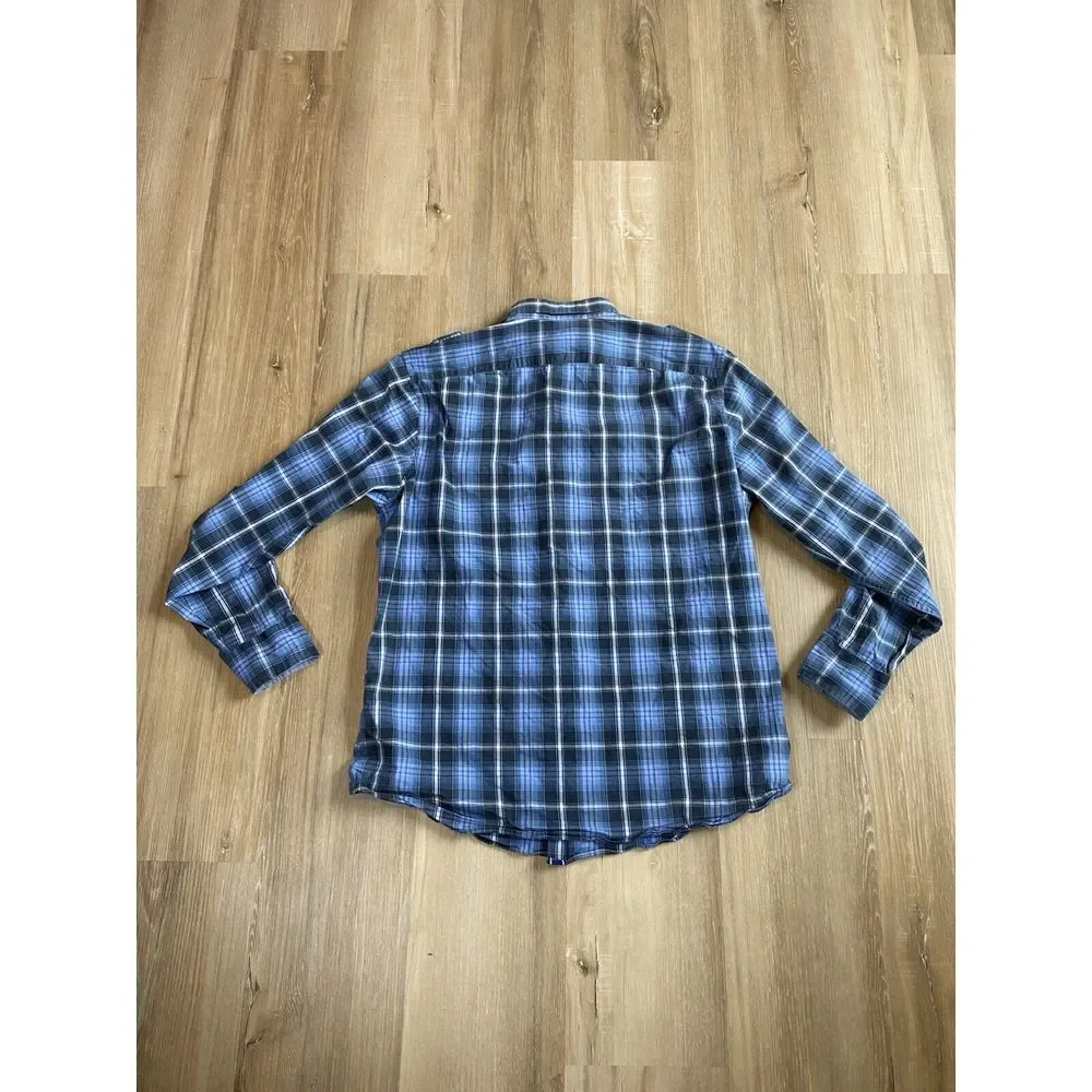 Banana Republic Mens Button Up Long Sleeve Shirts Blue Check - Set Of 2‎ - Large